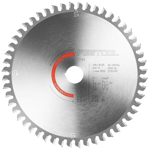 Festool Pilový kotouč do okružních pil HW 168x1,8x20 TF 52 LAMINATE/HPL