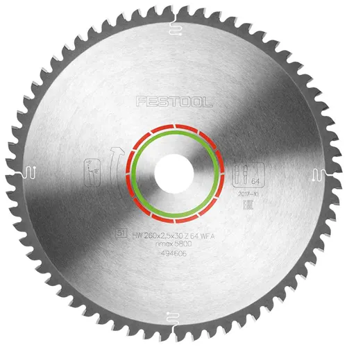 Festool Pilový kotouč do okružních pil HW 260x2,5x30 WZ/FA64 LAMINATE/HPL
