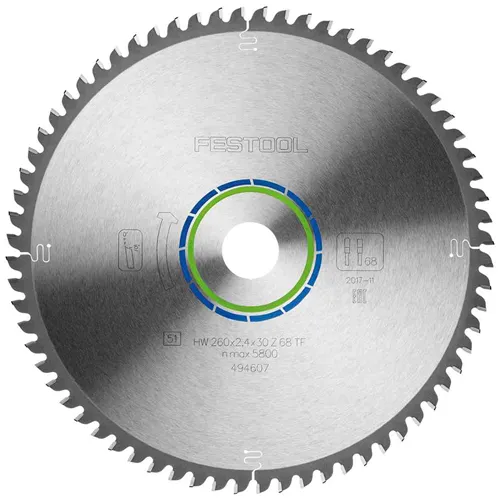 Festool Pilový kotouč do okružních pil HW 260x2,4x30 TF68 ALUMINIUM/PLASTICS