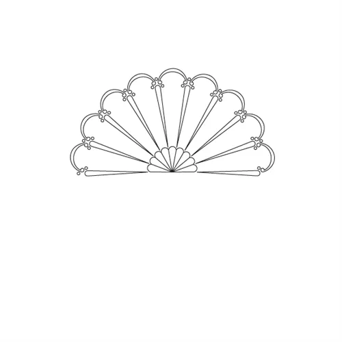 CMT Šablona na ornamenty růžicové vzory Malý španělský vějíř 200mm