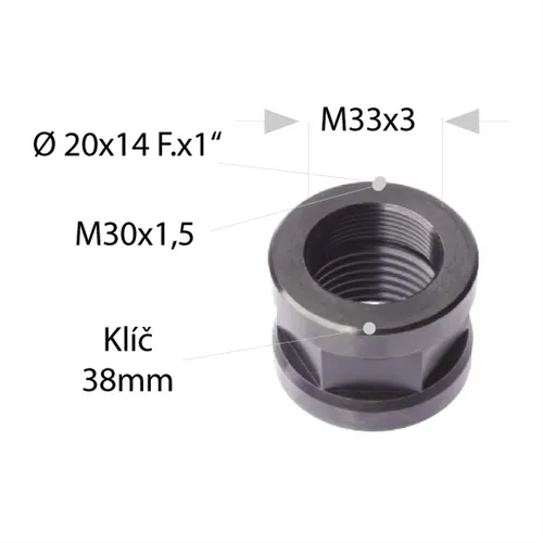 Matice pro hlavy M33x3 - M30x1,5 Levotočivá