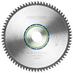 Festool Pilový kotouč do okružních pil HW 210x2,4x30 TF72 ALUMINIUM/PLASTICS