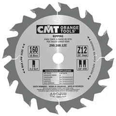 CMT Pilový kotouč pro elektronářadí, podélný řez - D160x16 Z12 HW