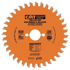 CMT Orange Pilový kotouč na lamino, plast a neželezné kovy - D120x1,8 d20 Z36 HW