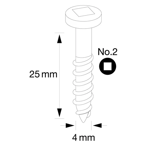 IGM Pocket Hole Vruty - 4x25mm, hrubý závit, válcová hlava, 500 ks