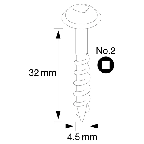 IGM Pocket Hole Vruty - 4,5x32mm, hrubý závit, talířová hlava, 300 ks