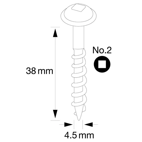 IGM Pocket Hole Vruty - 4,5x38mm, hrubý závit, talířová hlava, 200 ks