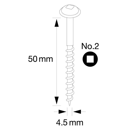 IGM Pocket Hole Vruty - 4,5x50mm, hrubý závit, talířová hlava, 150 ks