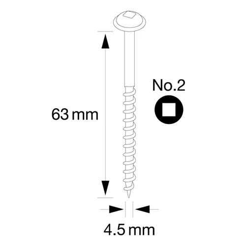 IGM Pocket Hole Vruty - 4,5x63mm, hrubý závit, talířová hlava, 100 ks