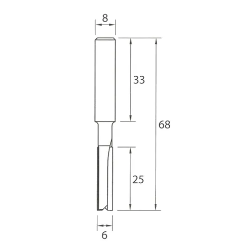 IGM M100 Drážkovací fréza - D6x25 L68 S=8 HW