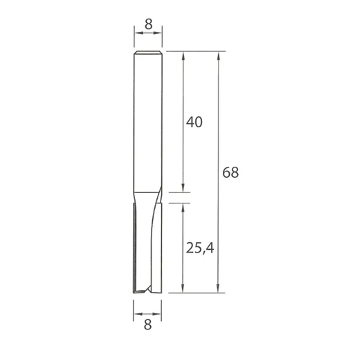 IGM M100 Drážkovací fréza - D8x25,4 L68 S=8 HW