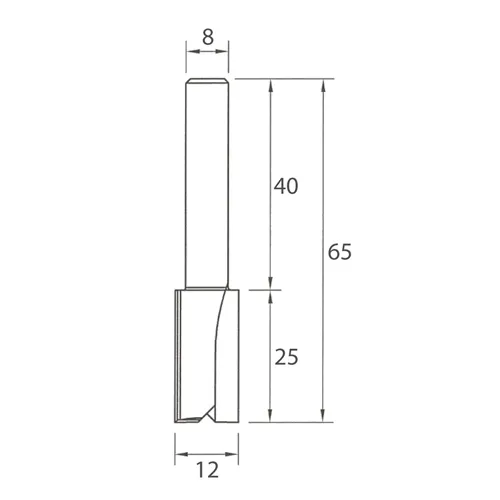 IGM M100 Drážkovací fréza - D12x25 L65 S=8 HW