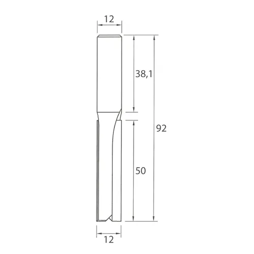 IGM M100 Drážkovací fréza - D12x50 L92 S=12 HW