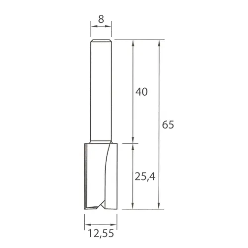 IGM M100 Drážkovací fréza - D12,55x25,4 L65 S=8 HW
