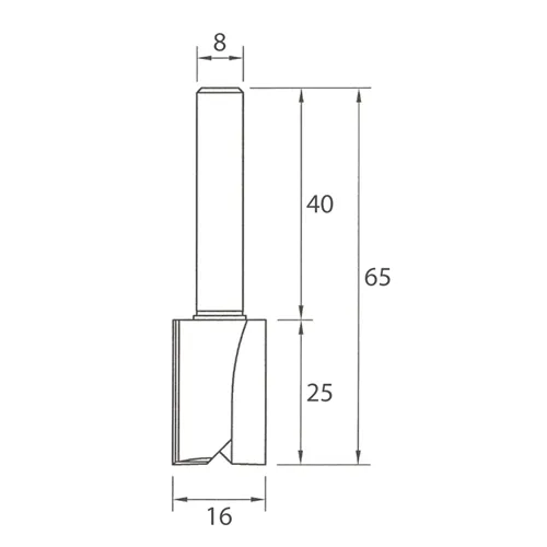 IGM M100 Drážkovací fréza - D16x25 L65 S=8 HW