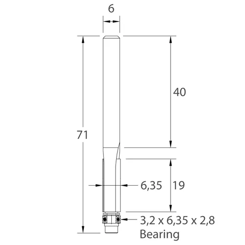 IGM M106 Ořezávací fréza - D6,35x19 L71 S=6 HW