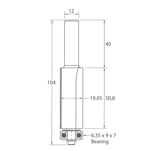 IGM M106 Ořezávací fréza - D19,05x50,8 L104 S=12 HW