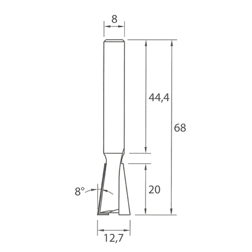 IGM M118 Fréza pro rybinový spoj - 8° D12,7x20 L68 S=8 HW