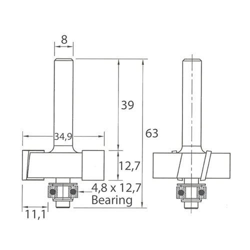 IGM M135 Falcovací fréza - D34,9x12,7 H11,1 L63 S=8 HW
