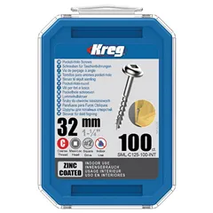 Kreg Zinc Maxi-Loc Šrouby pro skryté spoje - 32 mm, hrubý závit, 100 ks