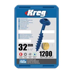Kreg Blue-Kote Maxi-Loc Šrouby pro skryté spoje - 32 mm, hrubý závit, 1200 ks