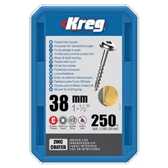 Kreg Zinc Maxi-Loc Šrouby pro skryté spoje - 38 mm, hrubý závit, 250 ks