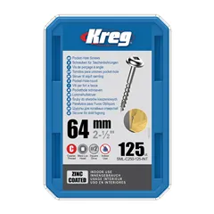 Kreg Zinc Maxi-Loc Šrouby pro skryté spoje - 64 mm, hrubý závit, 125 ks