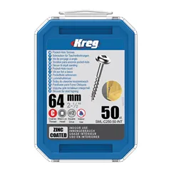 Kreg Zinc Maxi-Loc Šrouby pro skryté spoje - 64 mm, hrubý závit, 50 ks