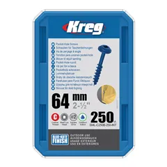 Kreg Blue-Kote Maxi-Loc Šrouby pro skryté spoje - 64 mm, hrubý závit, 250 ks