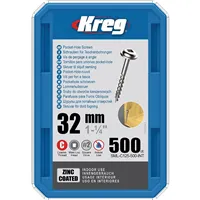 Kreg Zinc Maxi-Loc Šrouby pro skryté spoje, 32 mm, hrubý závit, 500 ks (Rozbalené)