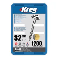 Kreg Zinc Maxi-Loc Šrouby pro skryté spoje, 32 mm, hrubý závit, 1200 ks (Rozbalené)