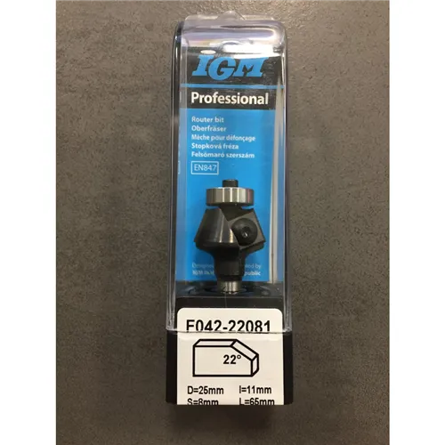 IGM F042 Úhlová žiletková fréza HW, 22° D25x11 L65 S=8 (Použito)