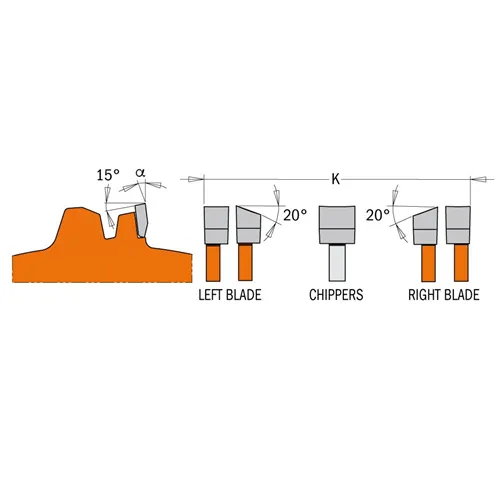 CMT Sada drážkovacích kotoučů DADO PRO, D203x6,2-20 d30 Z12 HW (Použito)