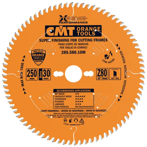 CMT Orange Chrome Pilový kotouč na profilové lišty - D250x3,0 d30 Z80 HW (Použito)