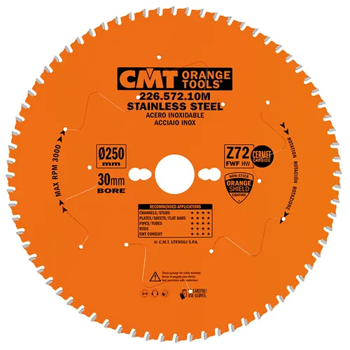 CMT Industrial Pilový kotouč na nerez ocel - D250x2,2 d30 Z72 HW (Použito)